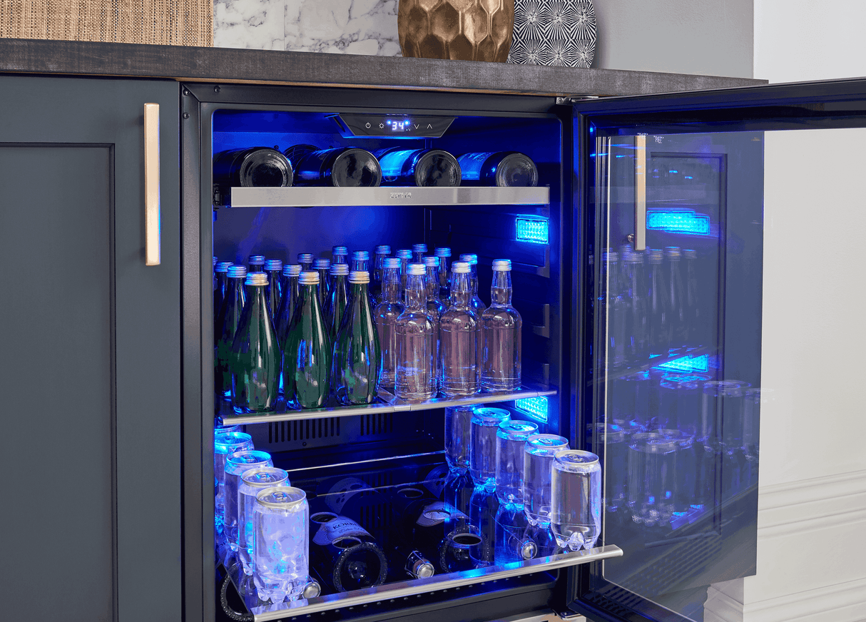 Presrv Pro Beverage Cooler, 24in Under Cabinet, SS+Glass, Reverse Door, 1 Zone