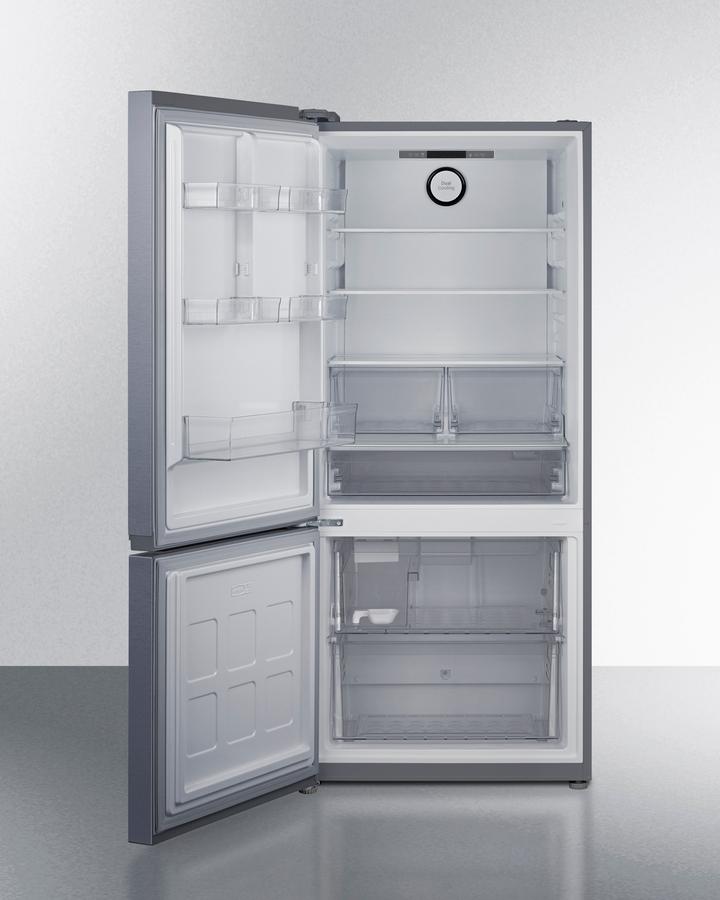 30" Wide Bottom Freezer Refrigerator With Icemaker, Counter Depth