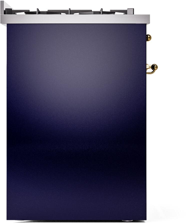 Nostalgie II 30 Inch Dual Fuel Liquid Propane Freestanding Range in Blue with Brass Trim