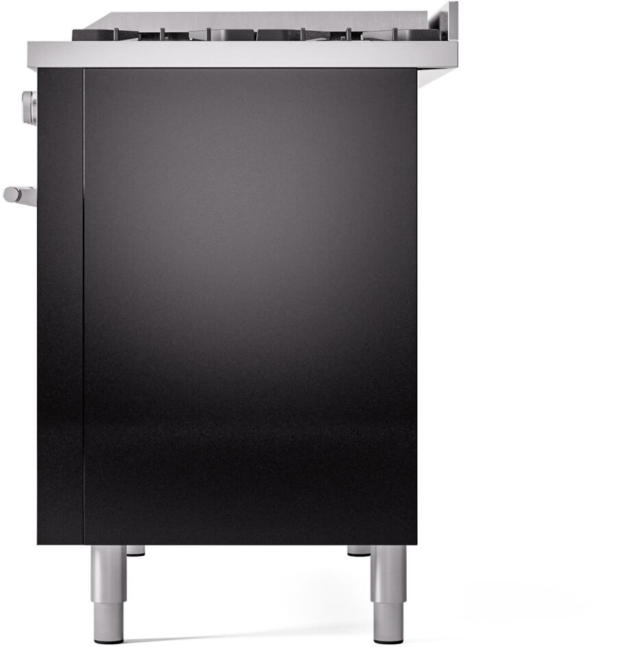 Professional Plus II 48 Inch Dual Fuel Liquid Propane Freestanding Range in Glossy Black with Trim