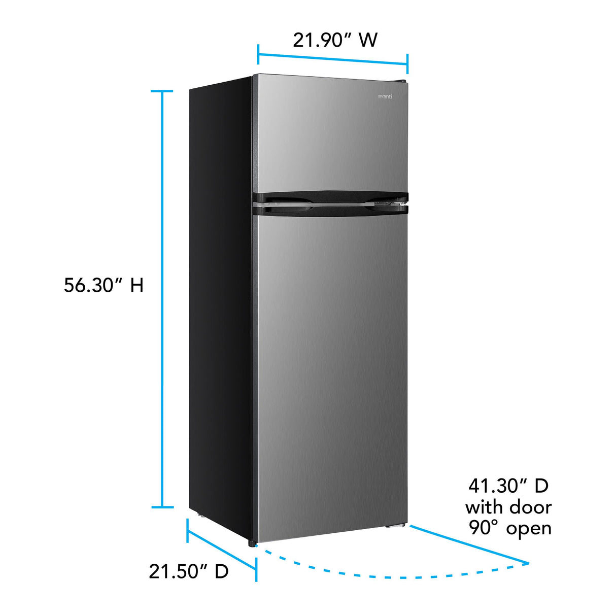 Avanti 7.5 cu. ft. Apartment Size Refrigerator, Top Freezer, Reversible Doors, Adjustable Glass Shelves, ENERGY STAR®, in Stainless Steel (RA7501BS)