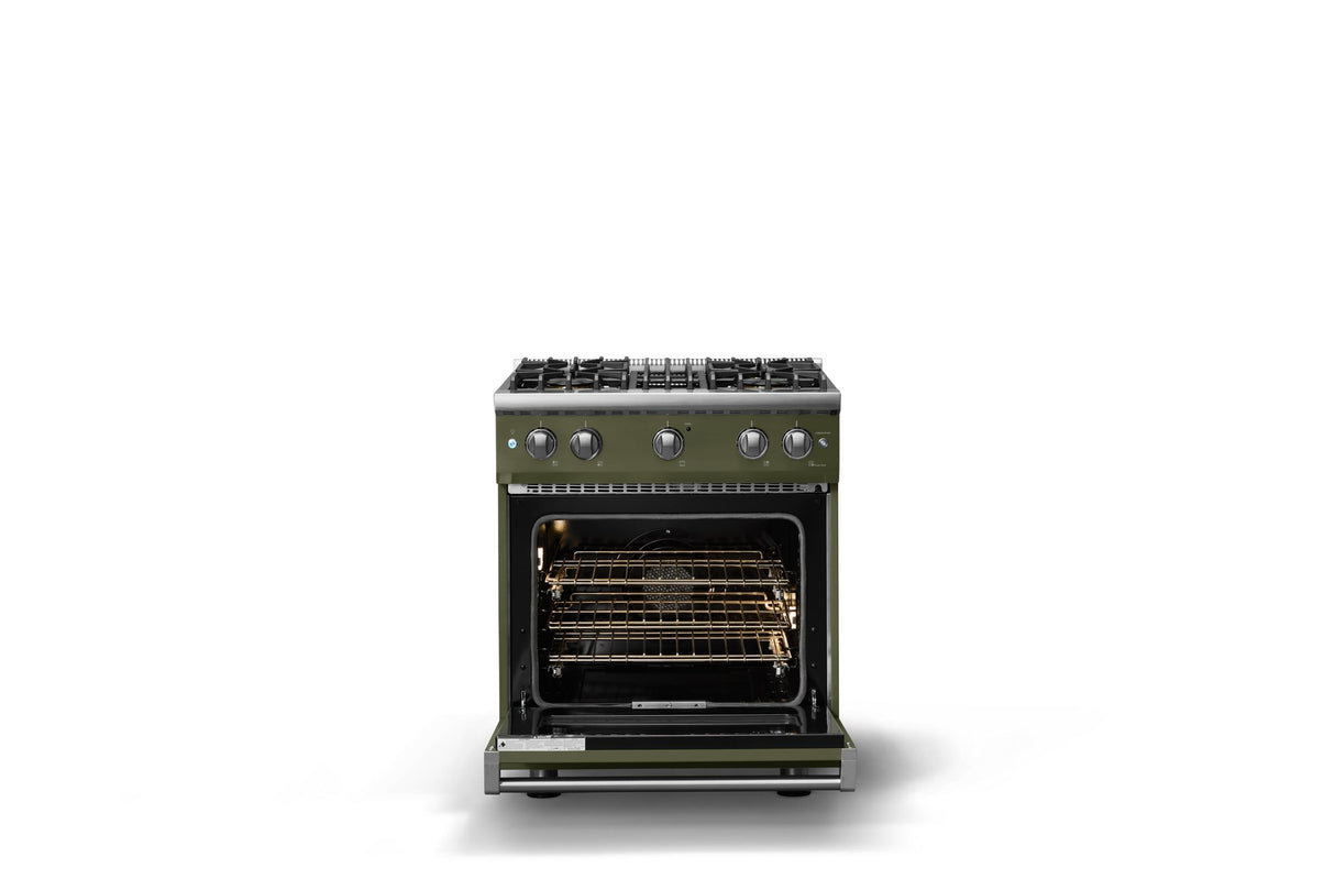 30"W. Sealed Burner Gas Range (Finish: Martini, Trim: Polished Chrome, Fuel: Natural Gas)