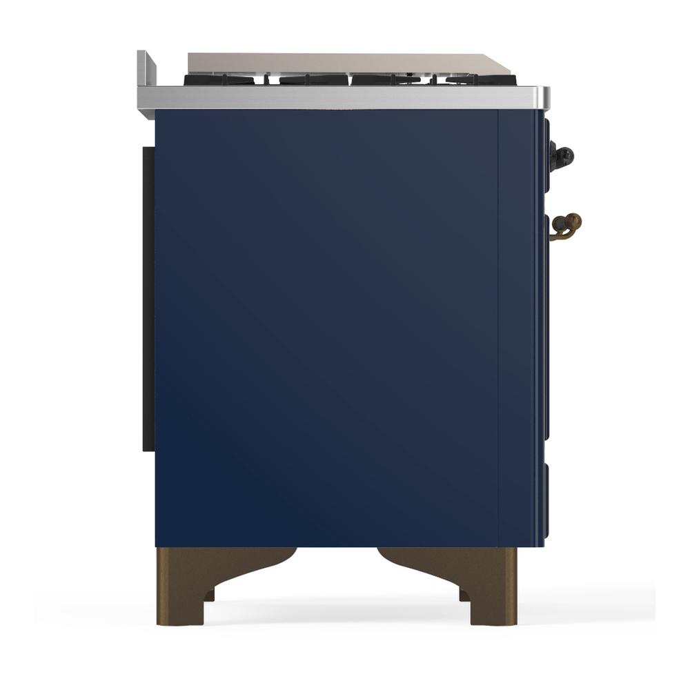 ILVE UMD40FQNR3MBBLP Majestic III 40 inch Dual Fuel Range with 6 Burners and Griddle, Dual Function Burner up to 25,000 BTU (Liquid Propane, Solid Door, Midnight Blue, Burnished)
