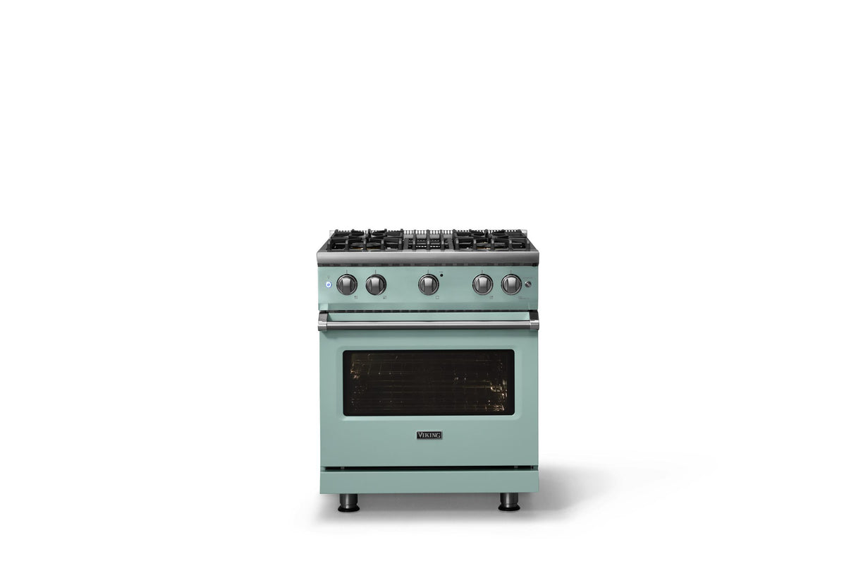 30"W. Sealed Burner Gas Range (Finish: Splash, Trim: Polished Chrome, Fuel: Natural Gas)