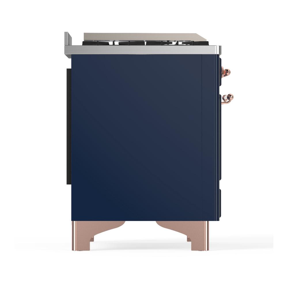 ILVE UMD40FNR3MBPLP Majestic III 40 inch Dual Fuel Range with 6 Burners and Griddle, Dual Function Burner up to 25,000 BTU (Liquid Propane, Triple Glass Door, Midnight Blue, Copper)