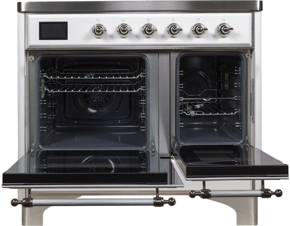Majestic II 40 Inch Electric Freestanding Range in White with Chrome Trim