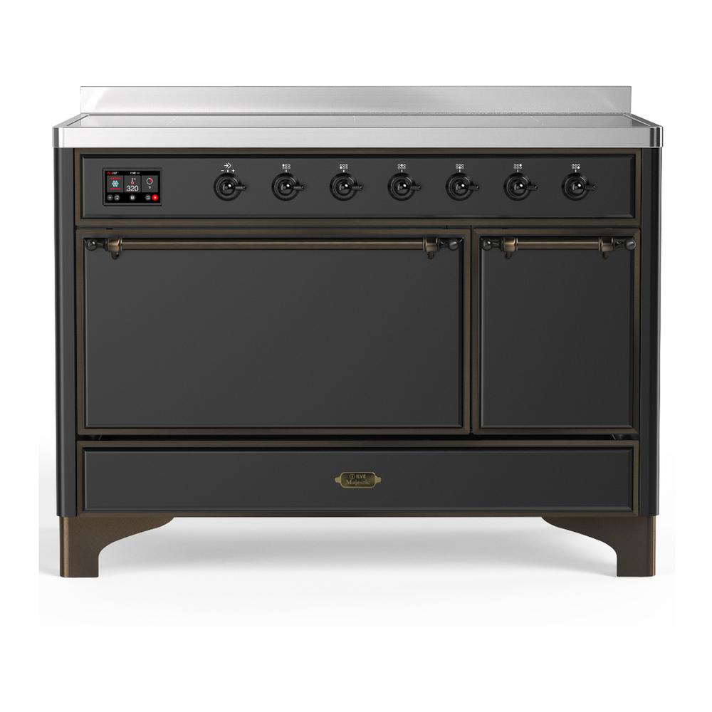 ILVE UMIB48QNR3MGB Majestic III 48 inch Induction Range with 6 Elements, 5.02 cu. ft. Total Oven Capacity (Solid Door, Graphite Matte, Burnished)