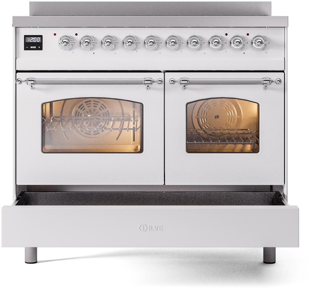 Nostalgie II 40 Inch Electric Freestanding Range in White with Chrome Trim