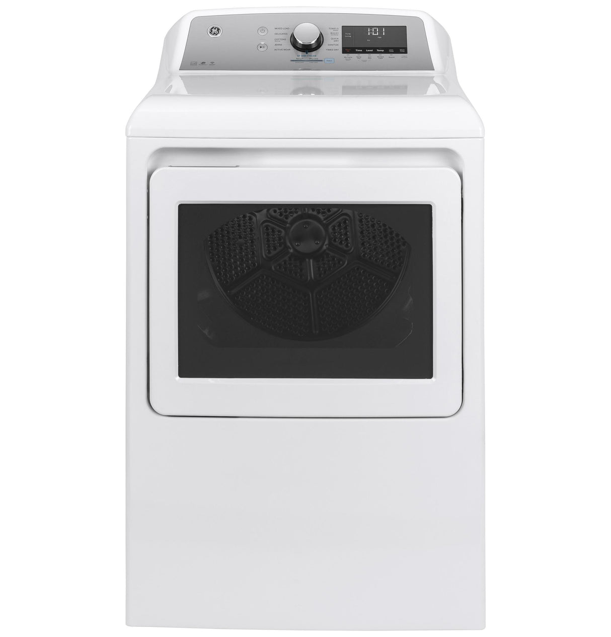 GE® ENERGY STAR® 7.4 cu. ft. Capacity Smart aluminized alloy drum Gas Dryer with Sanitize Cycle and Sensor Dry