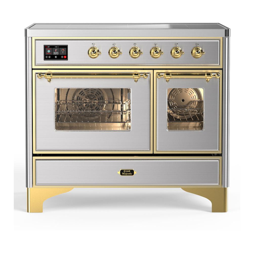 ILVE UMDIB40NR3SSG Majestic III 40 inch Induction Range with 6 Elements, 3.82 cu. ft. Total Oven Capacity (Triple Glass Door, Stainless Steel, Brass)