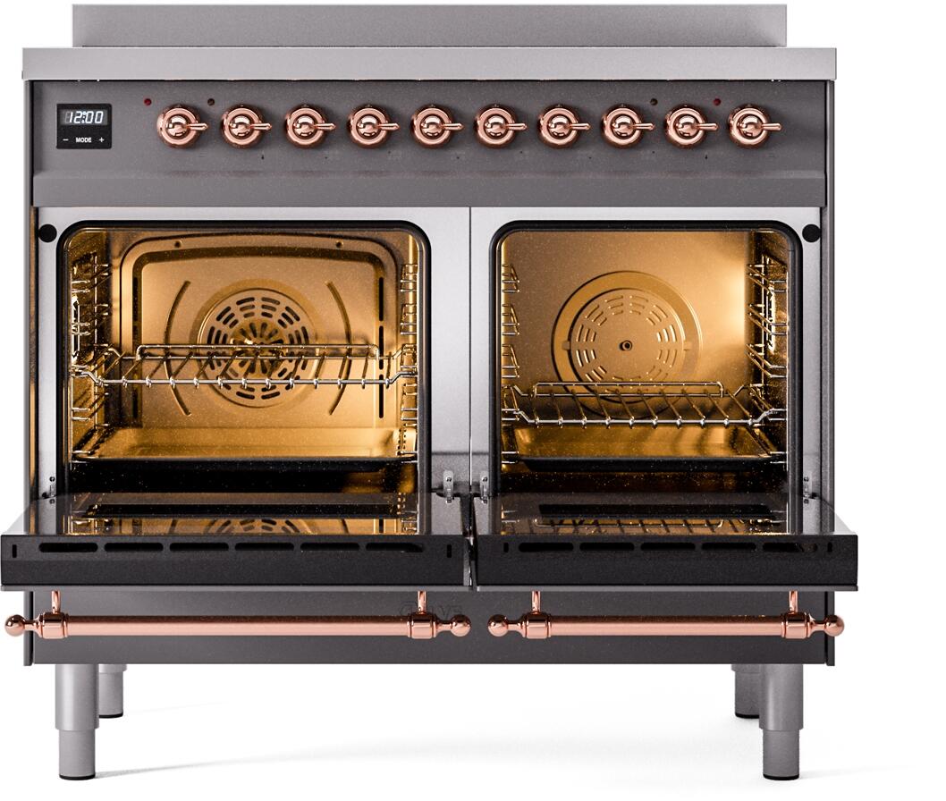 Nostalgie II 40 Inch Electric Freestanding Range in Matte Graphite with Copper Trim
