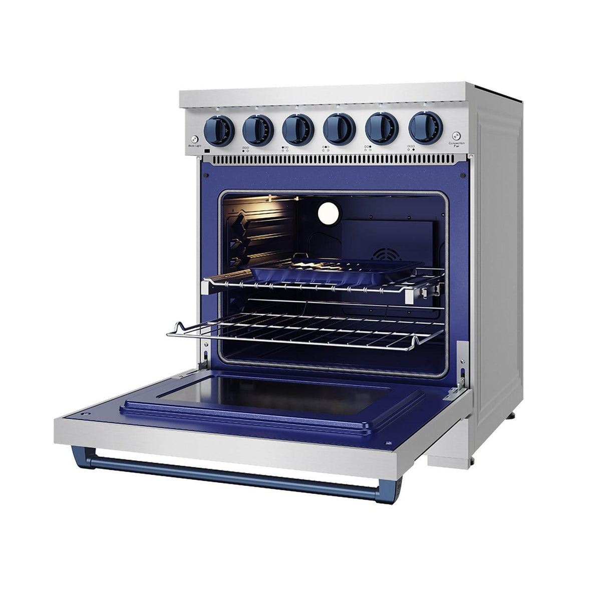 30 Inch Professional Gas With Precision Knob Control In Stainless Steel/blue