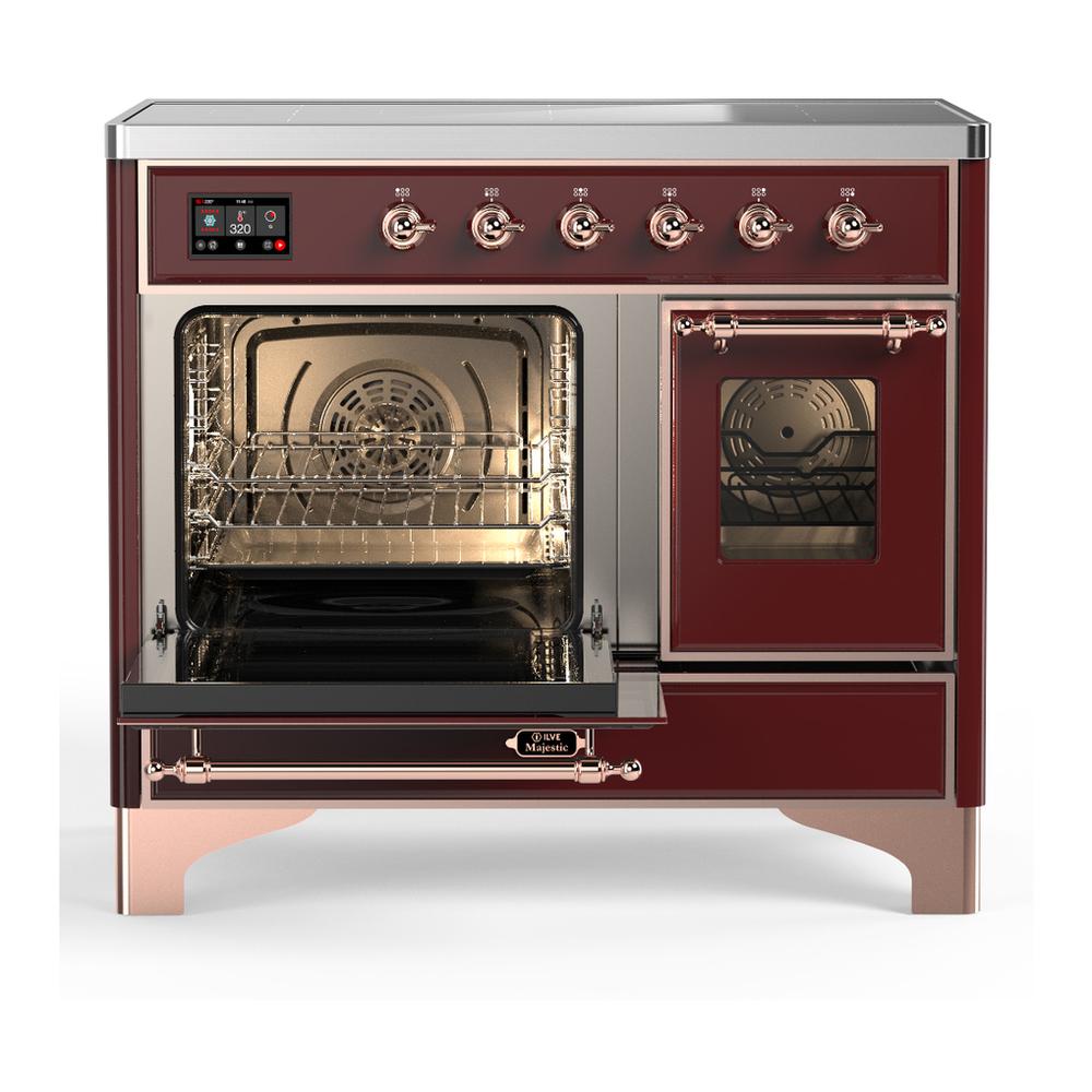 ILVE UMDIB40NR3BUP Majestic III 40 inch Induction Range with 6 Elements, 3.82 cu. ft. Total Oven Capacity (Triple Glass Door, Burgundy, Copper)