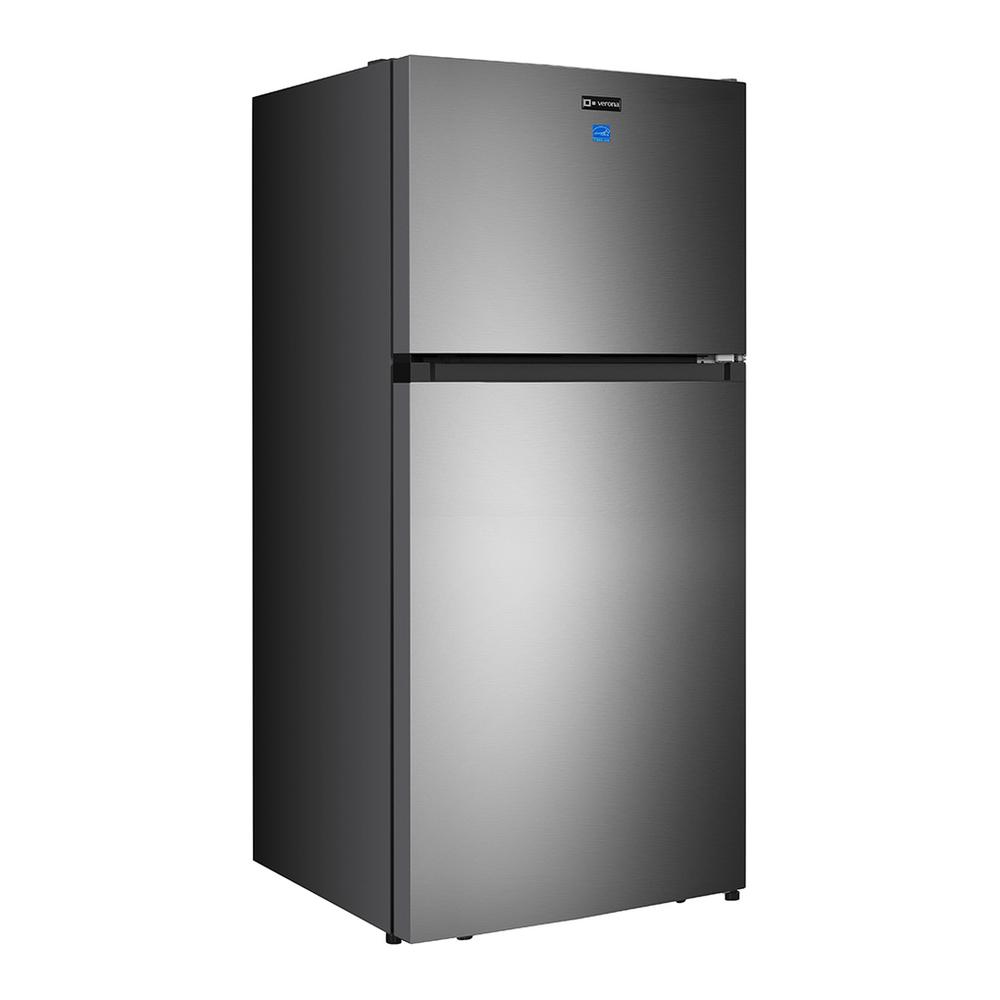 Verona VEFTF3018RSL 30 inch Top Freezer Refrigerator with 18.1 cu. ft. Total Capacity, LED Lighting, Reversible Doors, Gallon Door Storage, Recessed Handle, Energy Star (Stainless Steel Look)