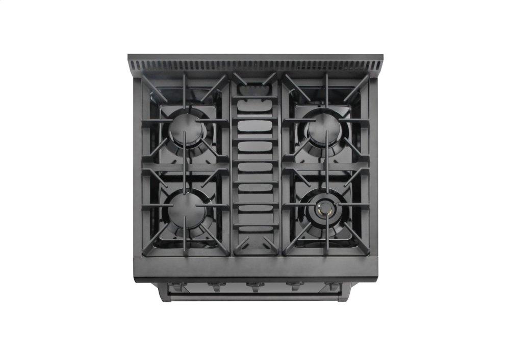 30 Inch Professional Gas Range In Black Stainless Steel