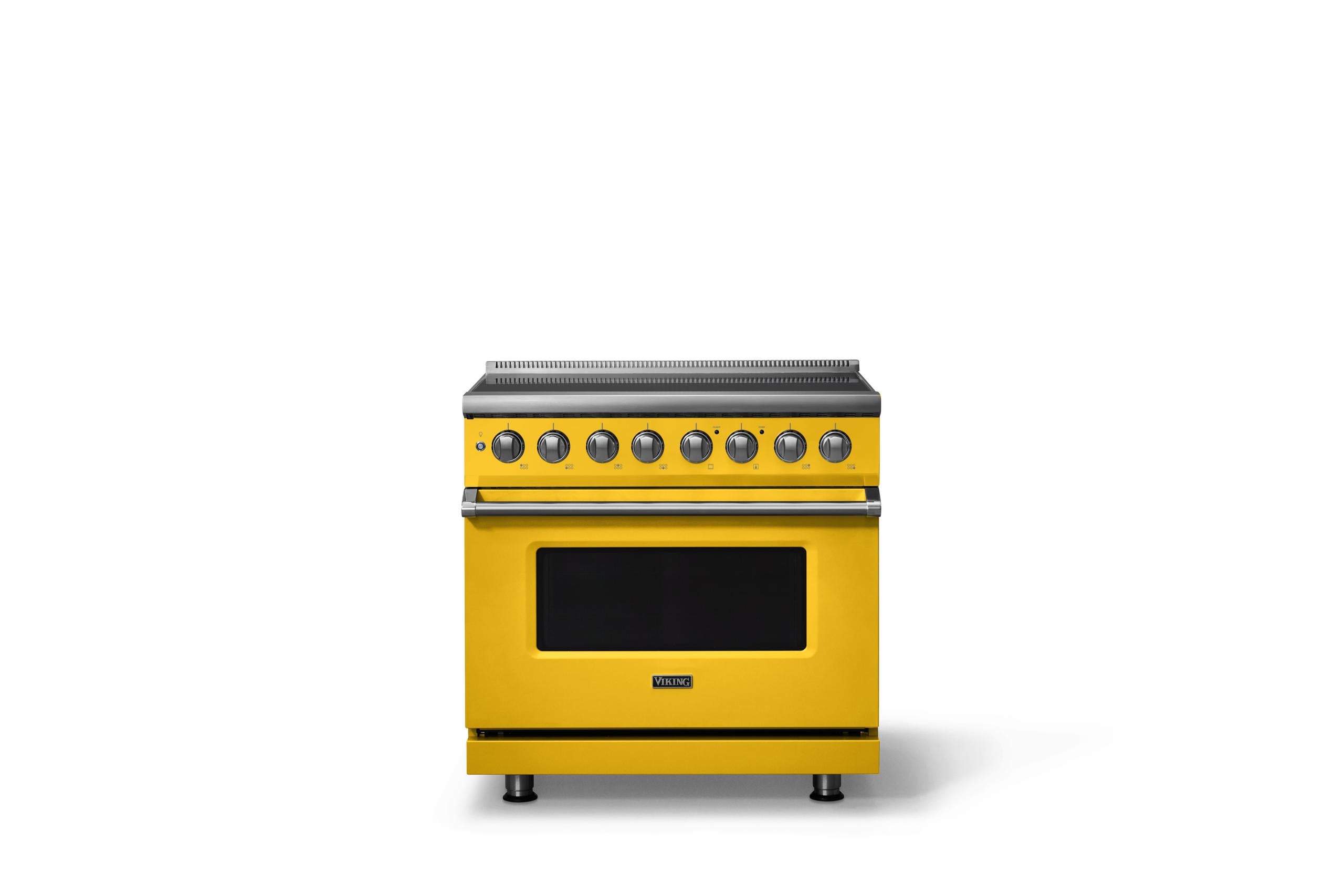 36"W. Induction Range (Finish: Daffodil, Trim: Polished Chrome)