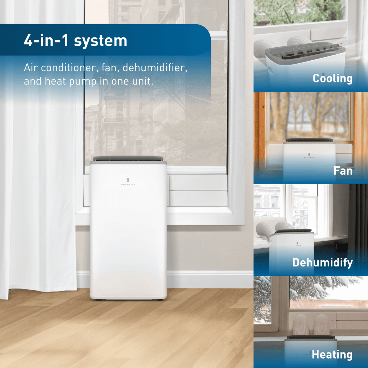 Friedrich ZoneAire Premier Inverter Dual-Hose 16,000 BTU Smart Portable Air Conditioner with Heat Pump