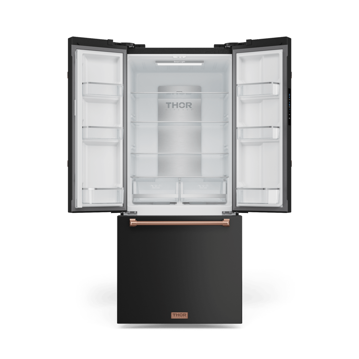 30 Inch 17.5 Cu Ft French Door Counter Depth Refrigerator With Ice Maker In Black/rose Gold Gordon Ramsay Series