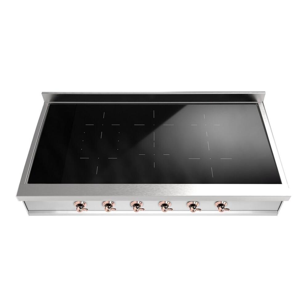 ILVE UHCPI486NSSP Nostalgie II 48 inch Built-In Induction Rangetop with 6 Elements, Stainless Steel (Copper)