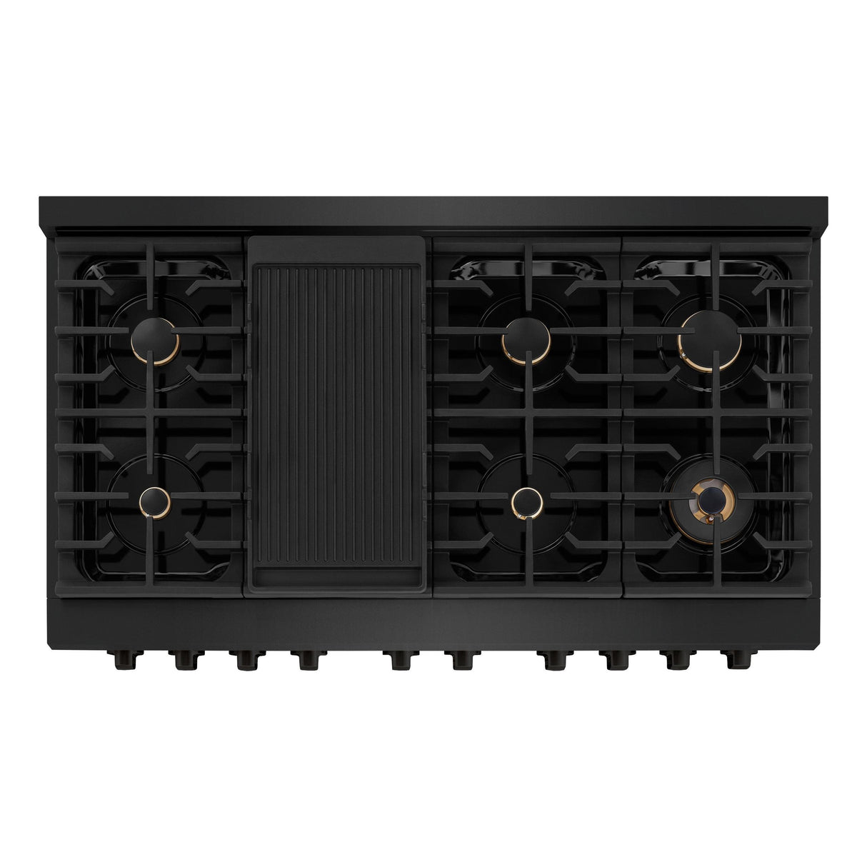 ZLINE 48 in. 6.7 cu. ft. Double Oven Gas Range in Black Stainless Steel with 8 Brass Burners (SGRB-BR-48)