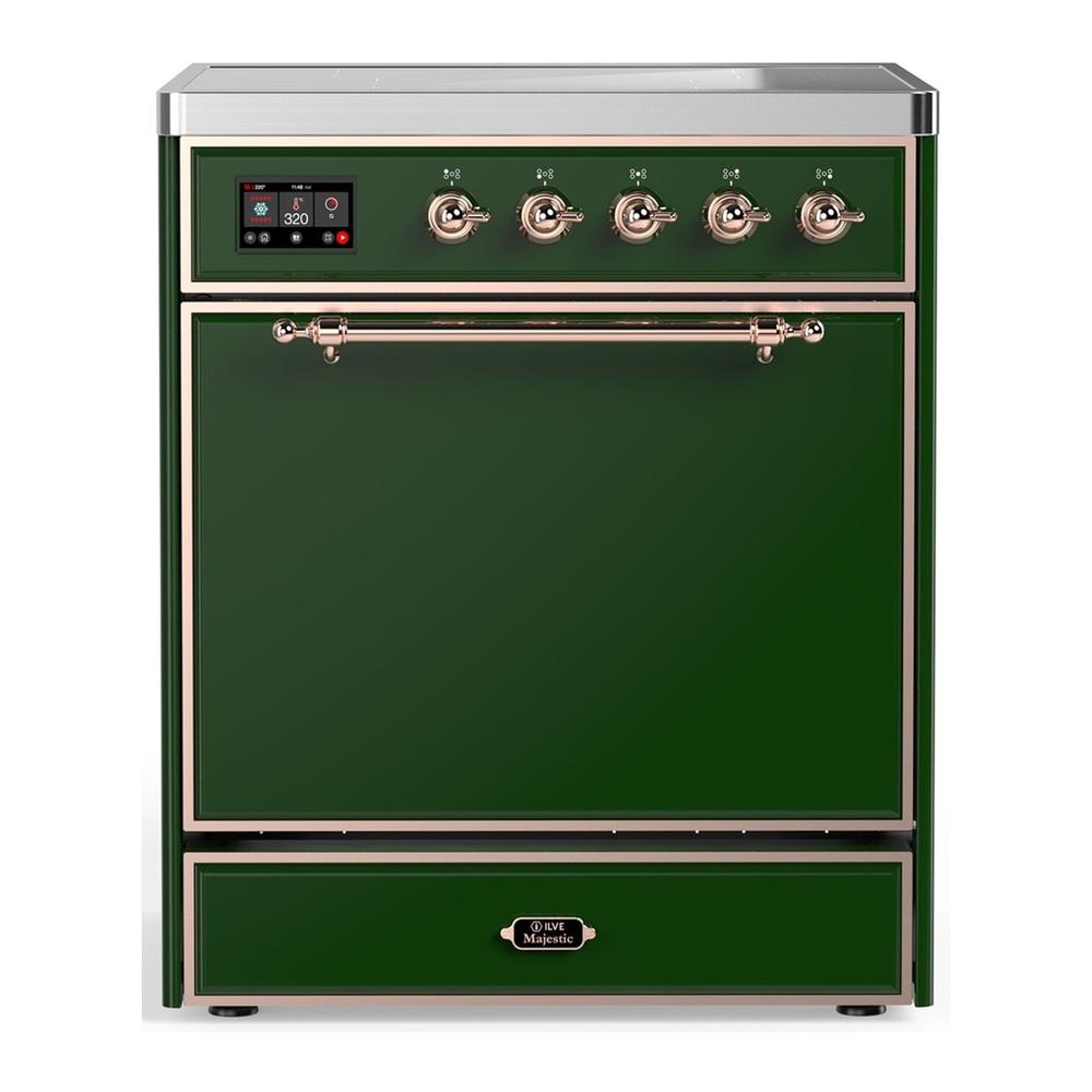 ILVE UMIB30QNR3EGP Majestic III 30 inch Induction Range with 4 Elements, 4 cu. ft. Oven Capacity (Solid Door, Emerald Green, Copper)