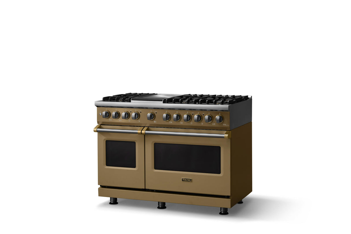 48"W. Dual Fuel Range (Burner: 6g, Finish: Golden Hour, Trim: Brushed Brass, Fuel: Natural Gas)