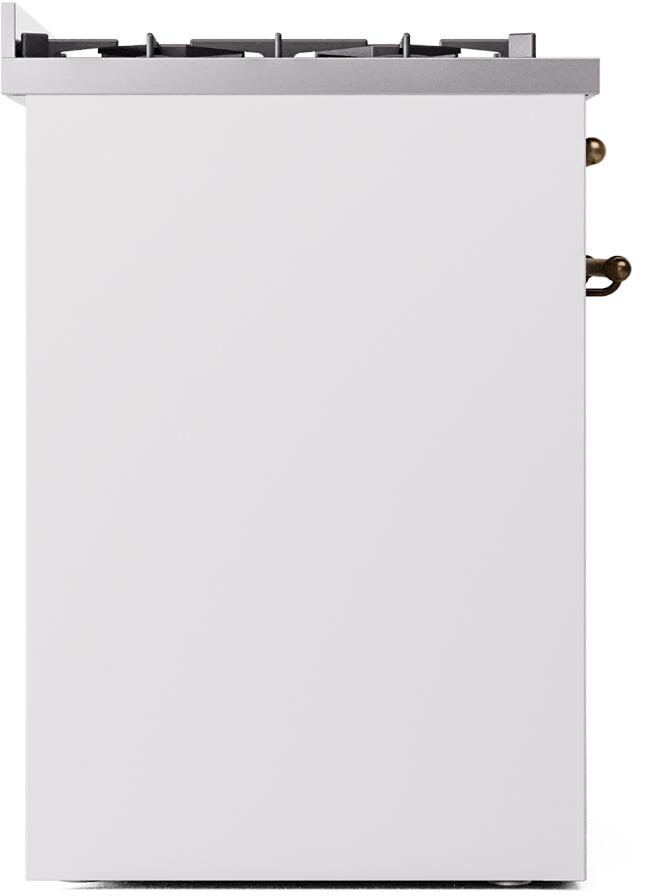 Nostalgie II 30 Inch Dual Fuel Natural Gas Freestanding Range in White with Bronze Trim