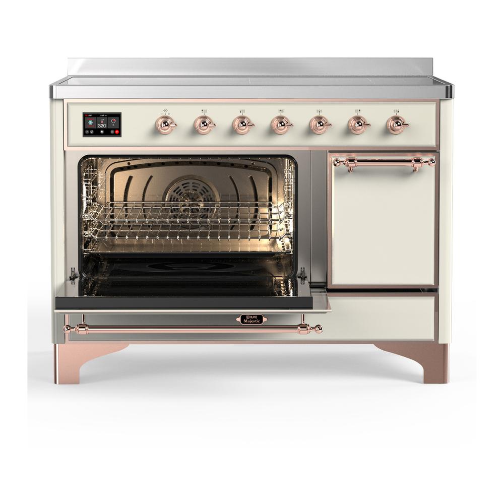 ILVE UMIB48QNR3AWP Majestic III 48 inch Induction Range with 6 Elements, 5.02 cu. ft. Total Oven Capacity (Solid Door, Antique White, Copper)