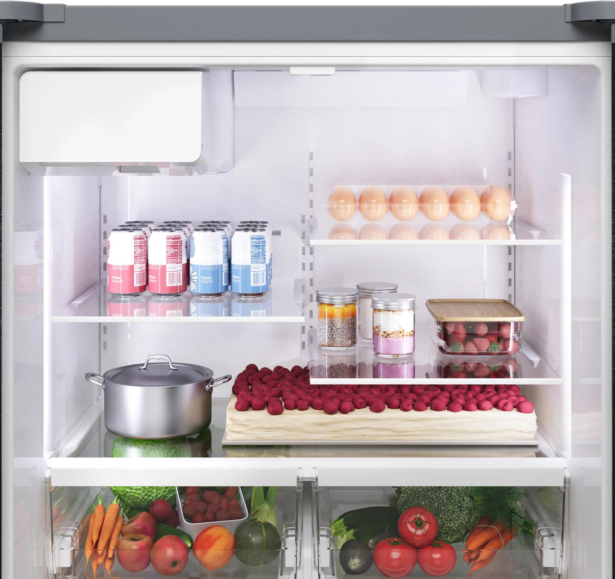100 Series French Door Bottom Mount Refrigerator 36" Stainless steel (with anti-fingerprint), Total No Frost