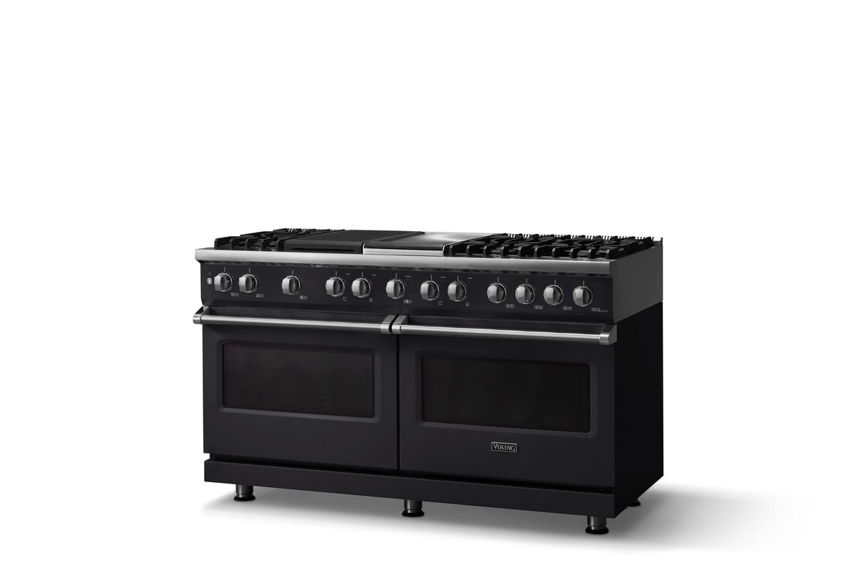 60"W.Dual Fuel Range (Finish: Onyx, Trim: Polished Chrome, Fuel: Natural Gas)