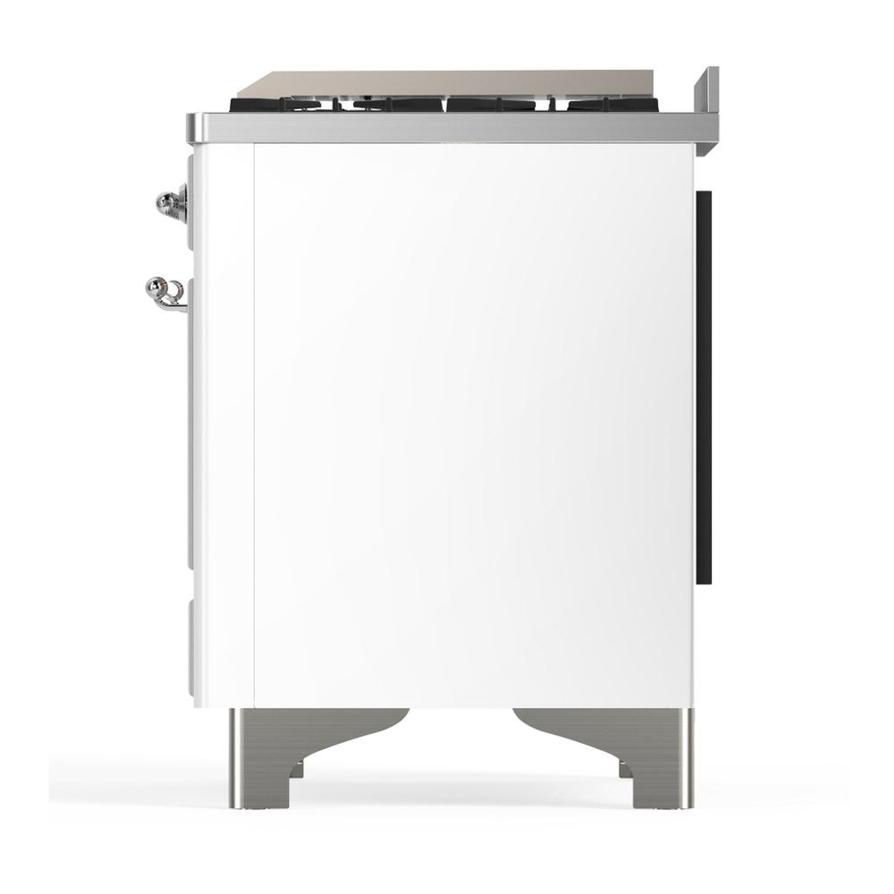 ILVE UMD40FQNR3WHC Majestic III 40 inch Dual Fuel Range with 6 Burners and Griddle, Dual Function Burner up to 25,000 BTU (Natural Gas, Solid Door, White, Chrome)