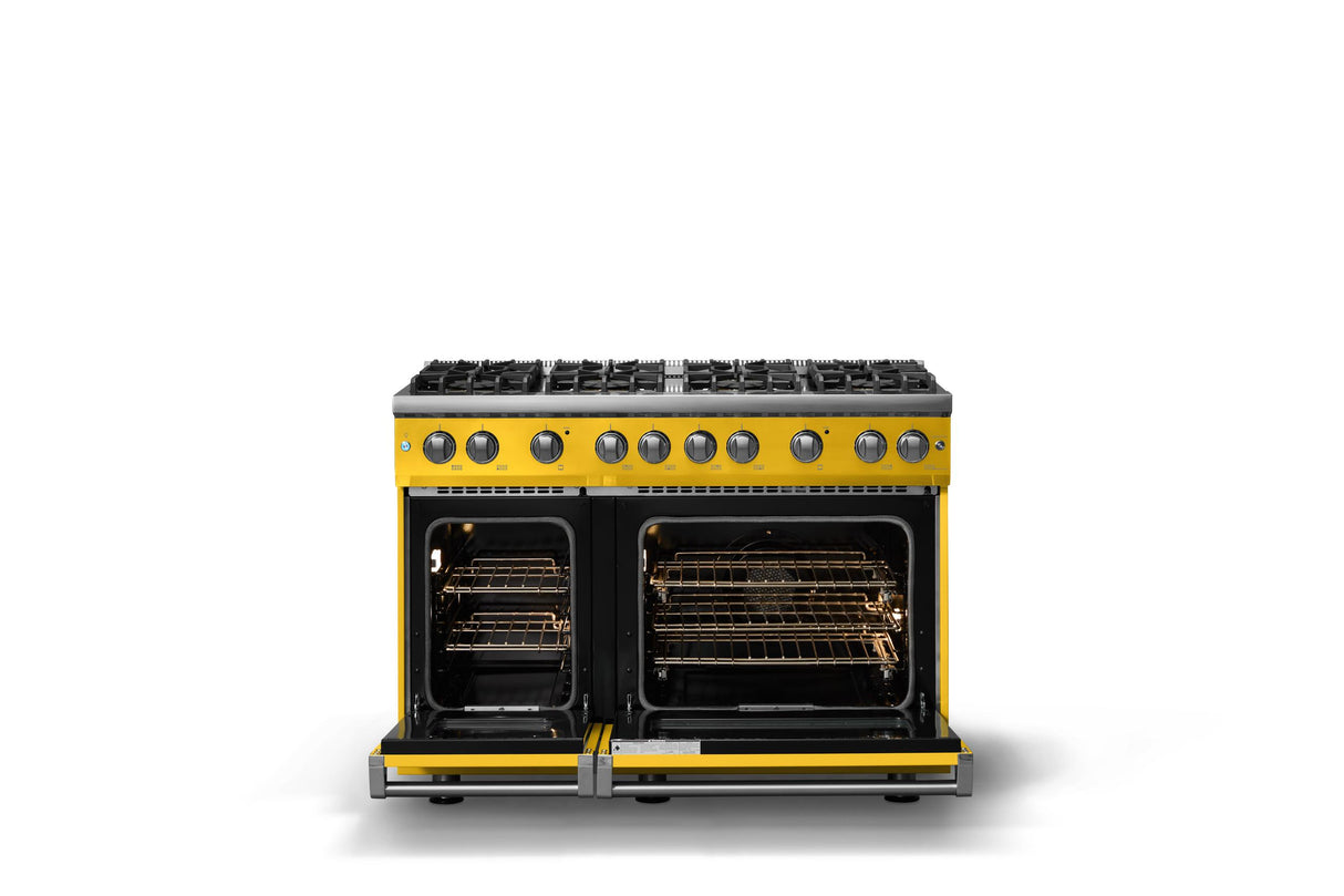 48"W. Sealed Burner Gas Range (Burner: 8b, Finish: Daffodil, Trim: Polished Chrome, Fuel: Natural Gas)