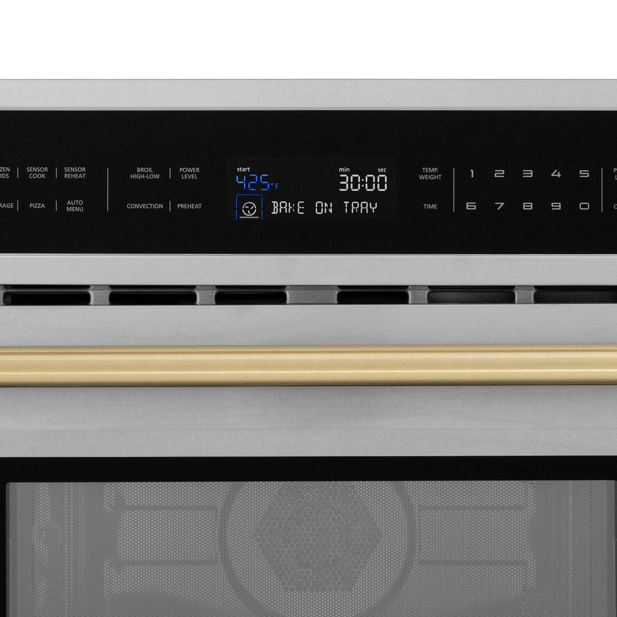 ZLINE Autograph Edition 30? 1.6 cu ft. Built-in Convection Microwave Oven in Stainless Steel and Champagne Bronze Accents (MWOZ-30-CB)