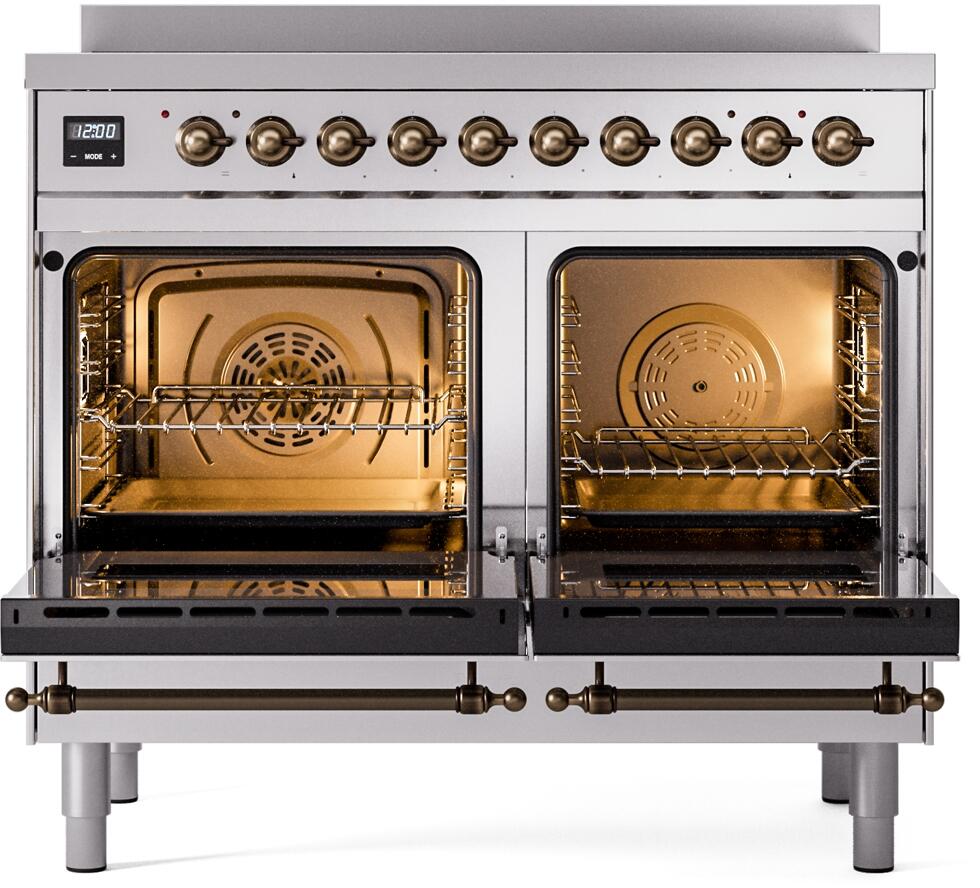Nostalgie II 40 Inch Electric Freestanding Range in Stainless Steel with Bronze Trim