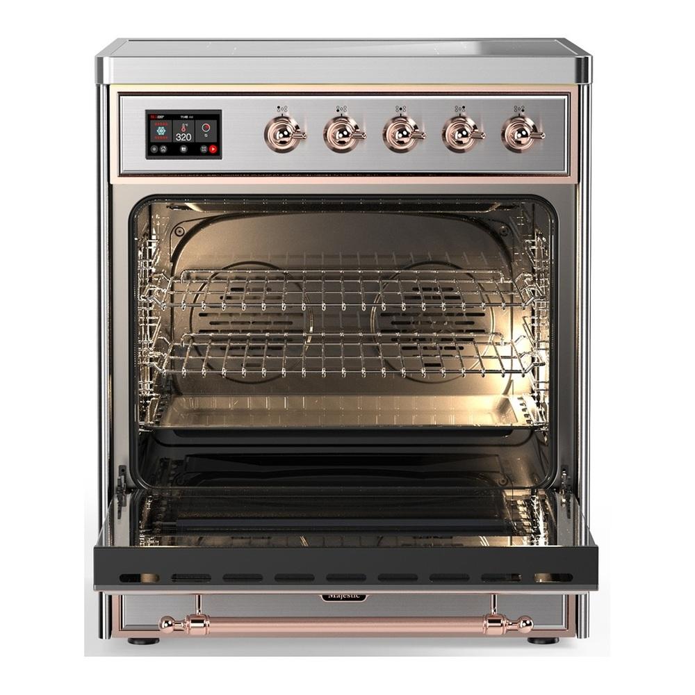 ILVE UMIB30QNR3SSP Majestic III 30 inch Induction Range with 4 Elements, 4 cu. ft. Oven Capacity (Solid Door, Stainless Steel, Copper)