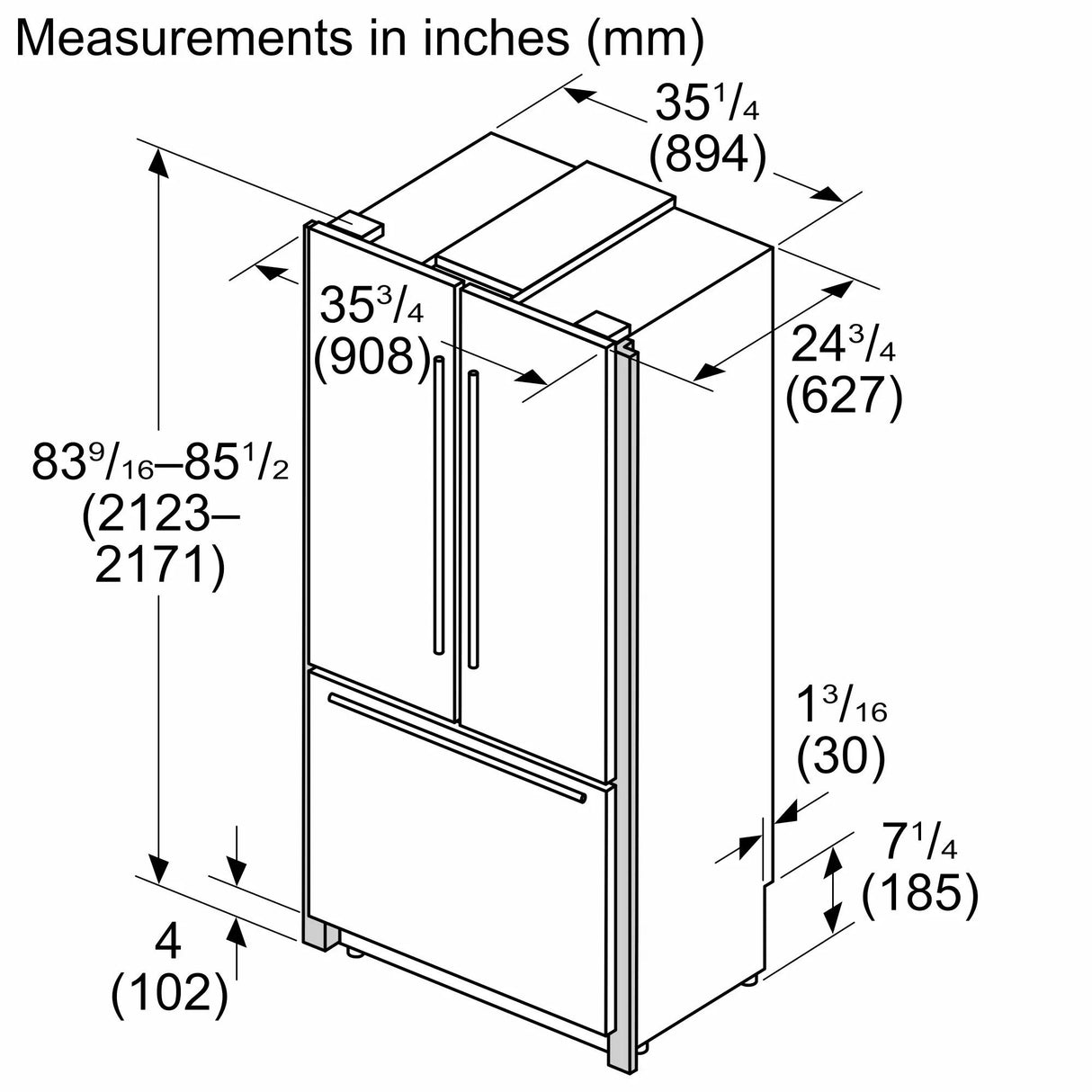 Benchmark™ Built-in Bottom Freezer Refrigerator 36'' Softclose® Flat Hinge