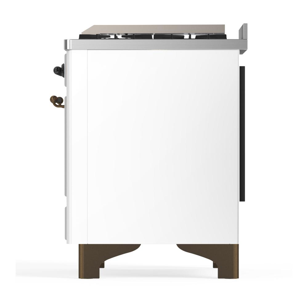 ILVE UMD40FQNR3WHB Majestic III 40 inch Dual Fuel Range with 6 Burners and Griddle, Dual Function Burner up to 25,000 BTU (Natural Gas, Solid Door, White, Burnished)