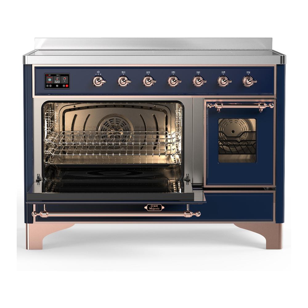 ILVE UMIB48NR3MBP Majestic III 48 inch Induction Range with 6 Elements, 5.02 cu. ft. Total Oven Capacity (Triple Glass Door, Midnight Blue, Copper)
