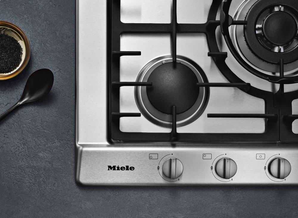 KM 2032 G Stainless steel - Gas cooktop with 5 burners for particularly versatile cooking convenience.