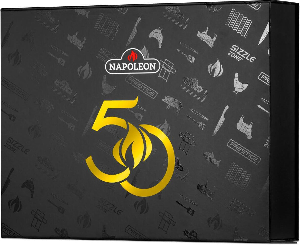 50thAnniversary Edition Prestige 500 Includes Commemorative Cover, Apron and Tool Set , Propane, Black and Blue