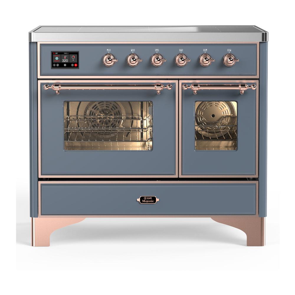 ILVE UMDIB40NR3BGP Majestic III 40 inch Induction Range with 6 Elements, 3.82 cu. ft. Total Oven Capacity (Triple Glass Door, Blue Grey, Copper)