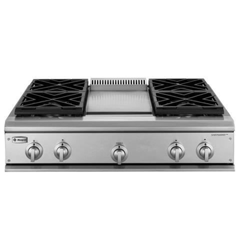 GE Monogram® 36" Professional Gas Cooktop with 4 Burners and Griddle (Liquid Propane)
