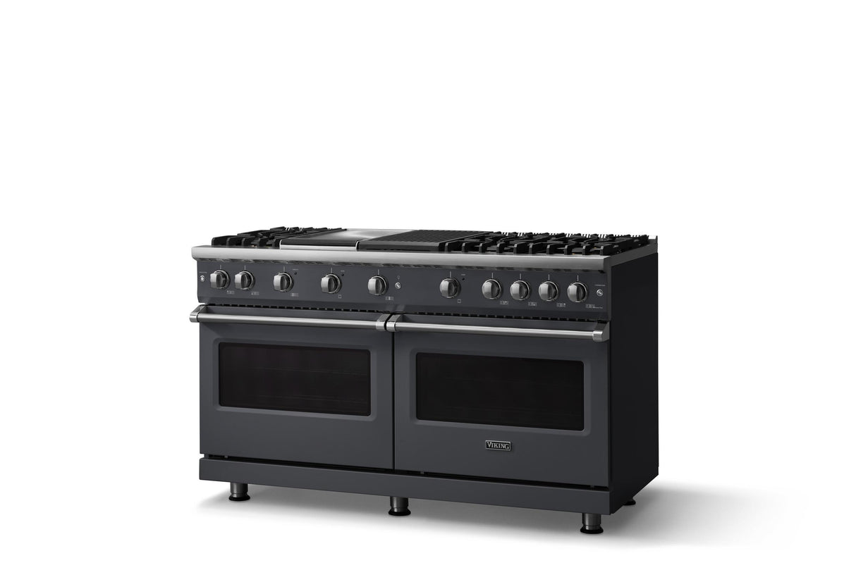 60"W. Sealed Burner Gas Range (Finish: Cast Black, Trim: Polished Chrome, Fuel: Natural Gas)