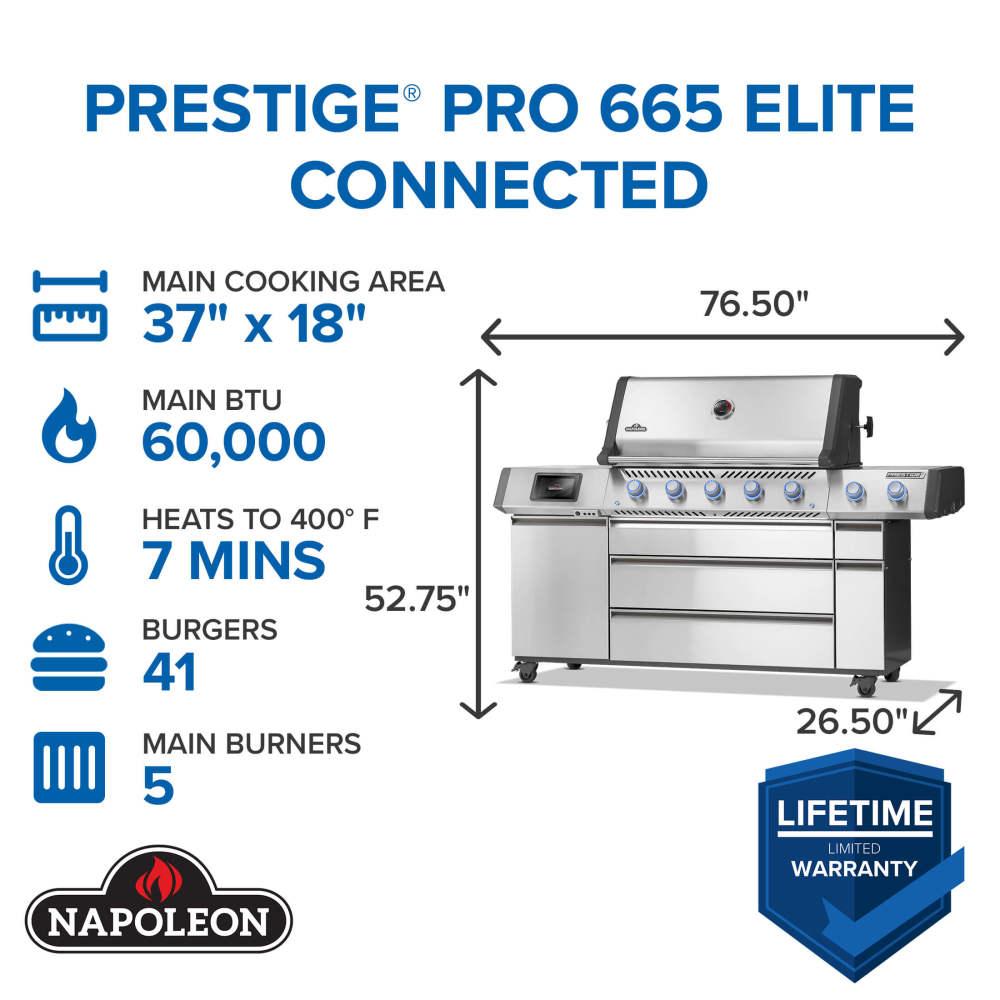 Prestige PRO 665 Elite with Smart Technology & Electric Smoker Box , Natural Gas, Stainless Steel