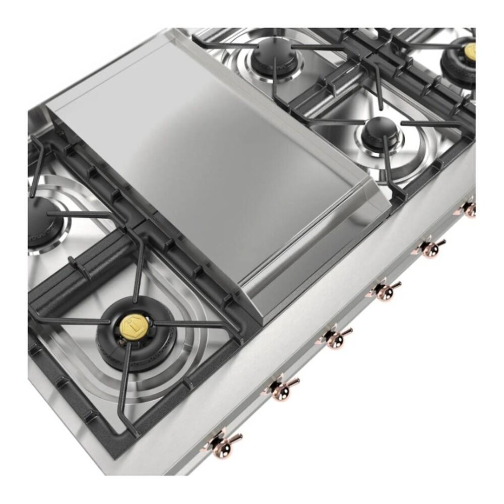 ILVE UHCP48FNSSPLP Nostalgie II 48 inch Built-In Gas Rangetop with Griddle, in Stainless Steel (Liquid Propane, Copper)