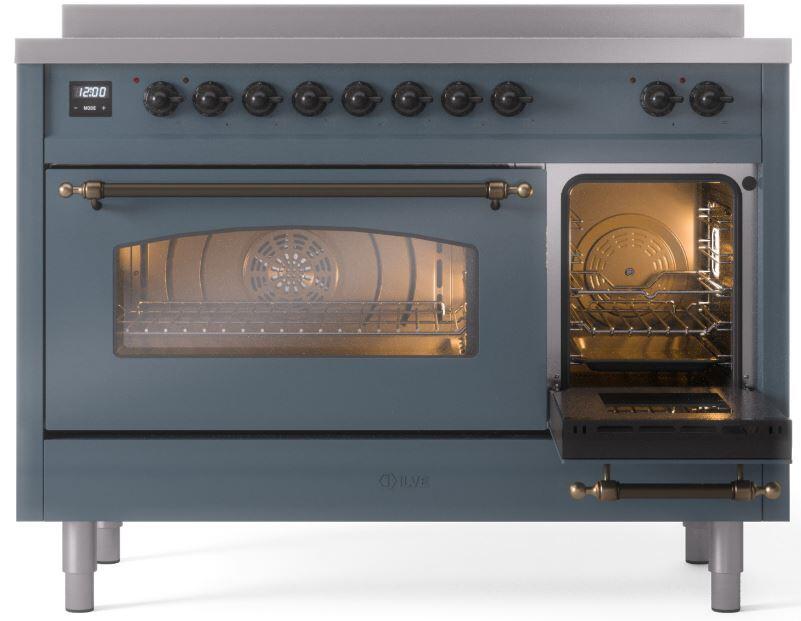 Nostalgie II 48 Inch Electric Freestanding Range in Blue Grey with Bronze Trim