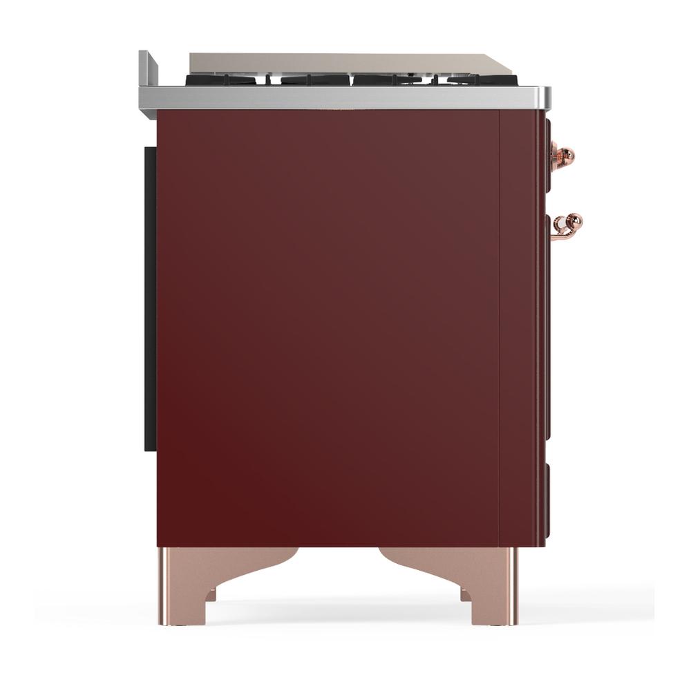 ILVE UMD40FQNR3BUP Majestic III 40 inch Dual Fuel Range with 6 Burners and Griddle, Dual Function Burner up to 25,000 BTU (Natural Gas, Solid Door, Burgundy, Copper)
