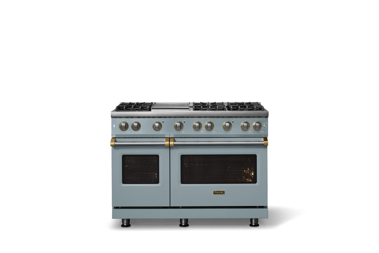 48"W. Sealed Burner Gas Range (Burner: 6g, Finish: November Sky, Trim: Polished Chrome, Fuel: Propane)