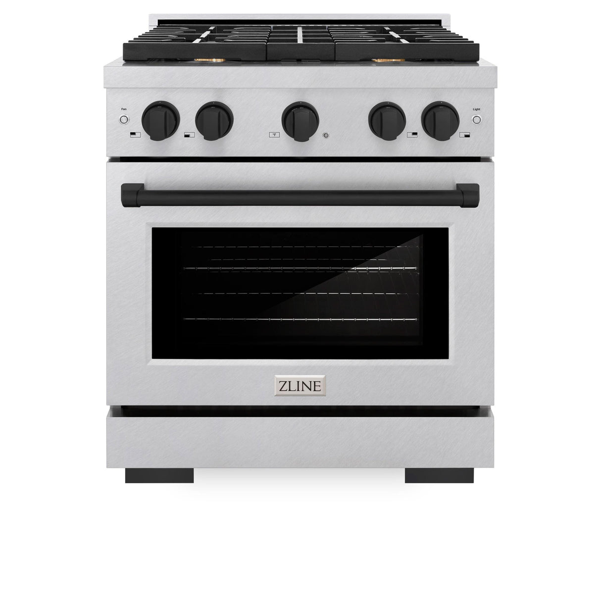 ZLINE Autograph Edition 30 in. 4.2 cu. ft. 4 Burner Gas Range with Convection Gas Oven in DuraSnow' Stainless Steel and Matte Black Accents (SGRSZ-30-MB)