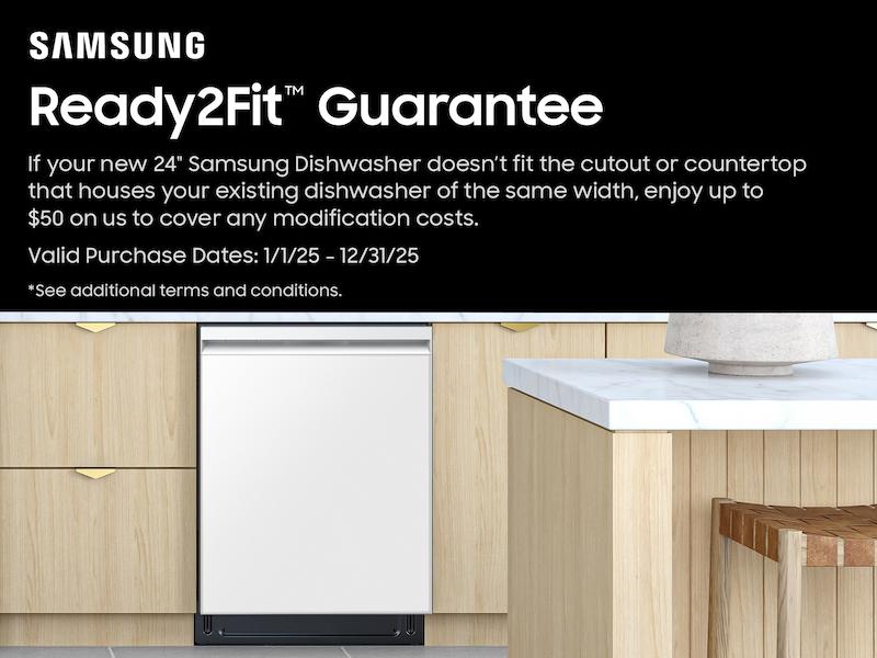 38 dBA Bespoke Smart Dishwasher with 3rd Rack Washing System in White Glass